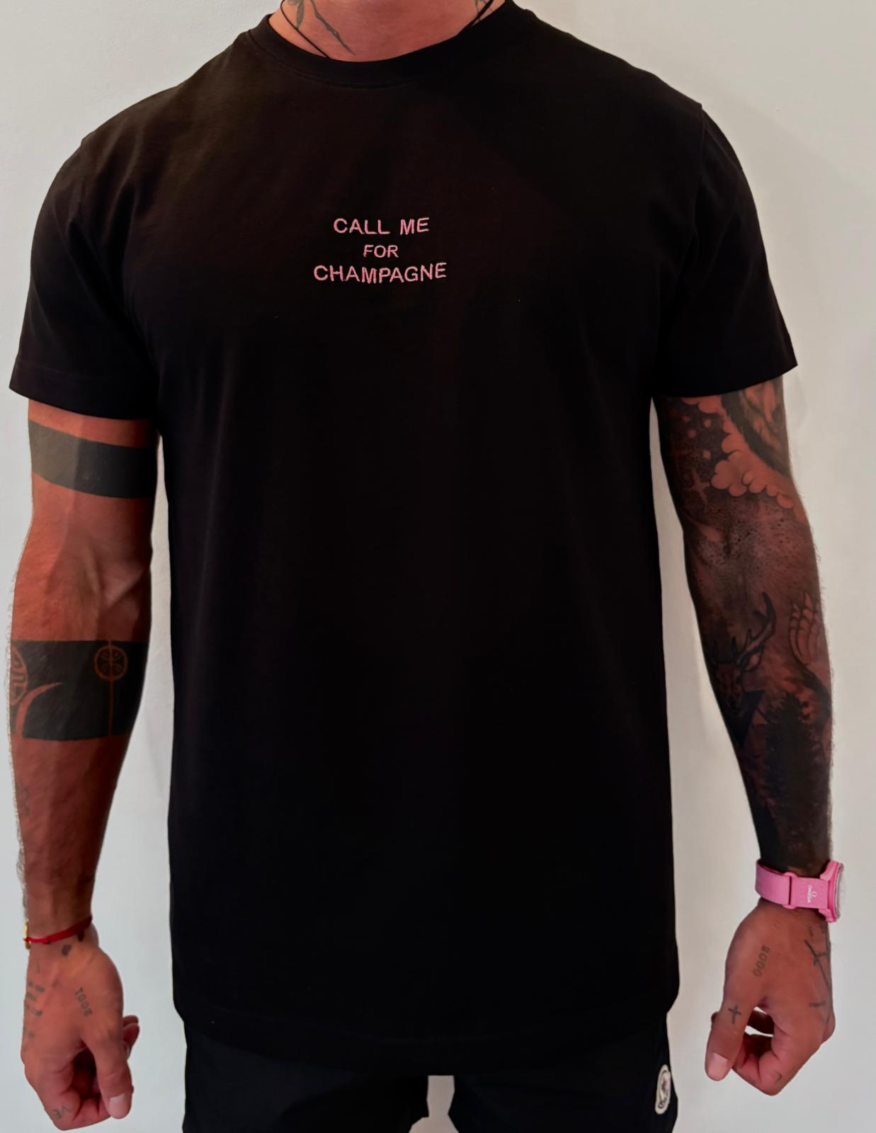 T-Shirt Noir "Call Me For Champagne"