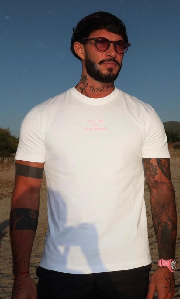 T-Shirt Blanc "Call Me For Champagne"